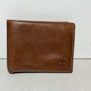 Timberland Men's Leather Wallet with Attached Flip Pocket - Brown Hunter
